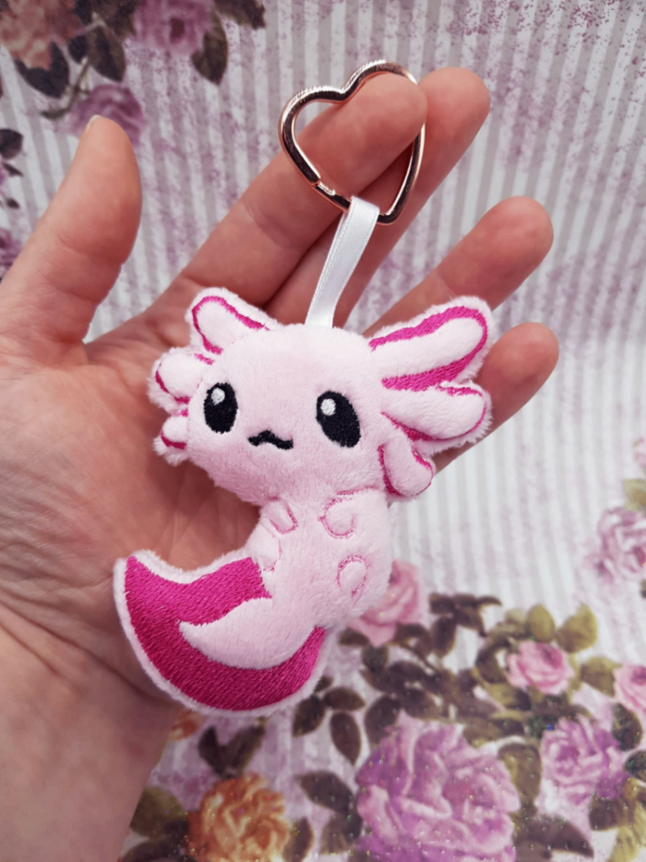High-Quality Pink Plush Axolotl Keychain